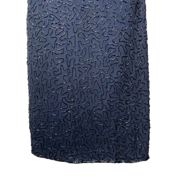 Laurence Kazar Navy Blue Silver Embellished Short Sleeve Mini Dress Womens M - Picture 2 of 8